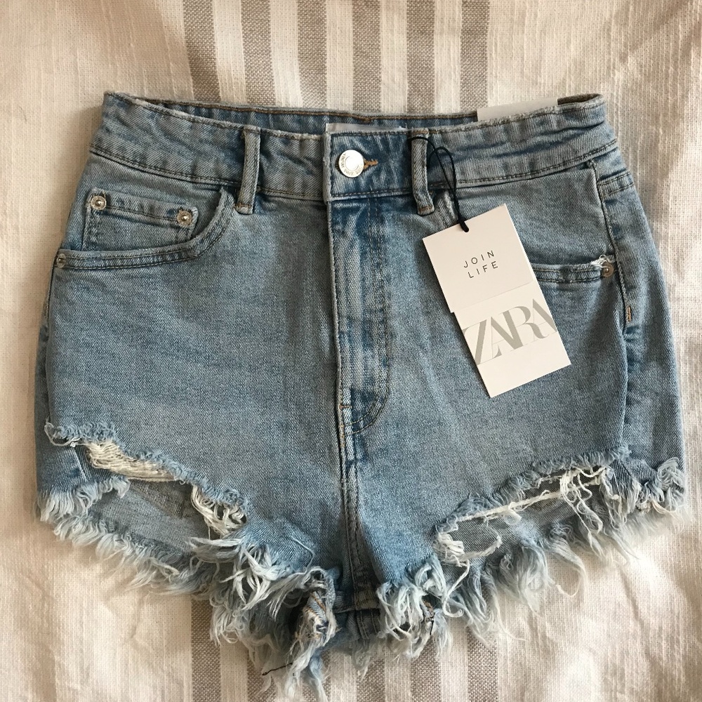 Zara Hi Rise Denim Shorts TRF